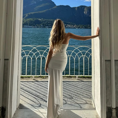 Suninheart Women's Evening Dress Luxury Elegant Velvet White Long One-piece Dress Gown Sequins Birthday Cocktail Party Dresses
