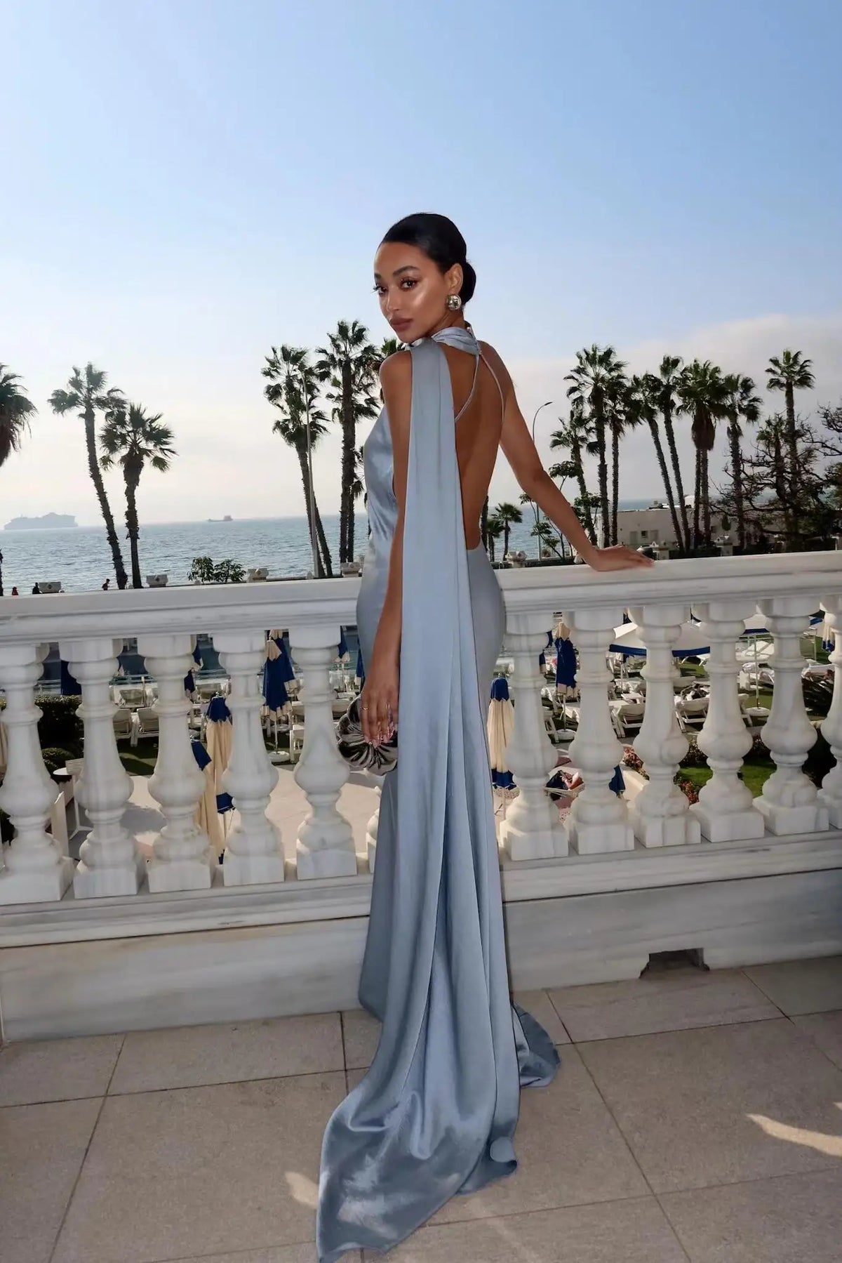 Satin Ribbon Halter Long Dresses Women's Backless Casual Maxi Dress Evening Wedding Guest White Blue Green Summer Graduation New