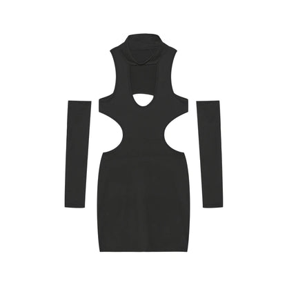 Summer 2026 Sexy Cutout Hanging Neck Dress European American Solid Color Tight Wrapped Hip Dress for Women