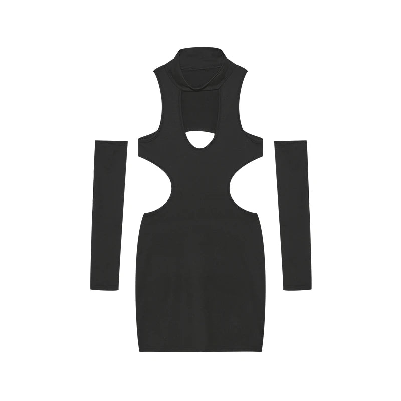 Summer 2026 Sexy Cutout Hanging Neck Dress European American Solid Color Tight Wrapped Hip Dress for Women