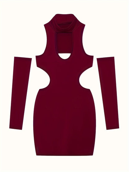 Summer 2026 Sexy Cutout Hanging Neck Dress European American Solid Color Tight Wrapped Hip Dress for Women